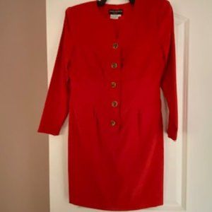 Long Sleeve Suede Like Red Dress